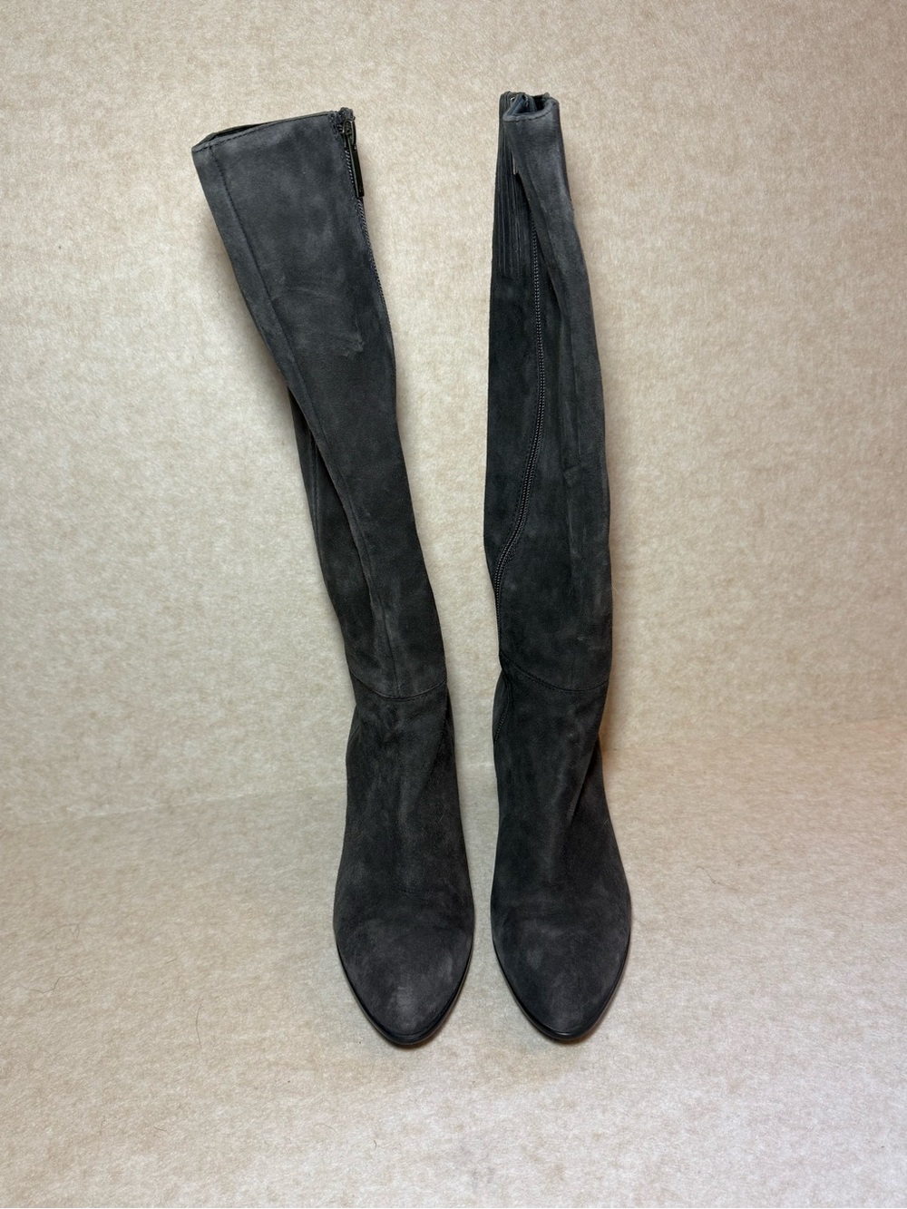 Aquatalia Delle Dress Weatherproof Suede Tall Gray Heel Boot Size 7 1/2 - Picture 2 of 8